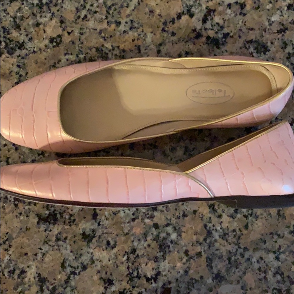 Talbots pink snakeskin flats